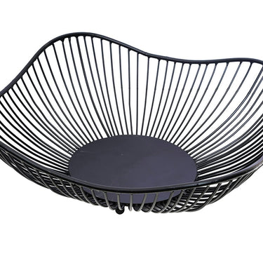 Fruit Basket Kitchen Stand vegetable basket rack stand for kitchen | Round Net baskets for storage Metal basket fruit stand storage baskets (BLACK)