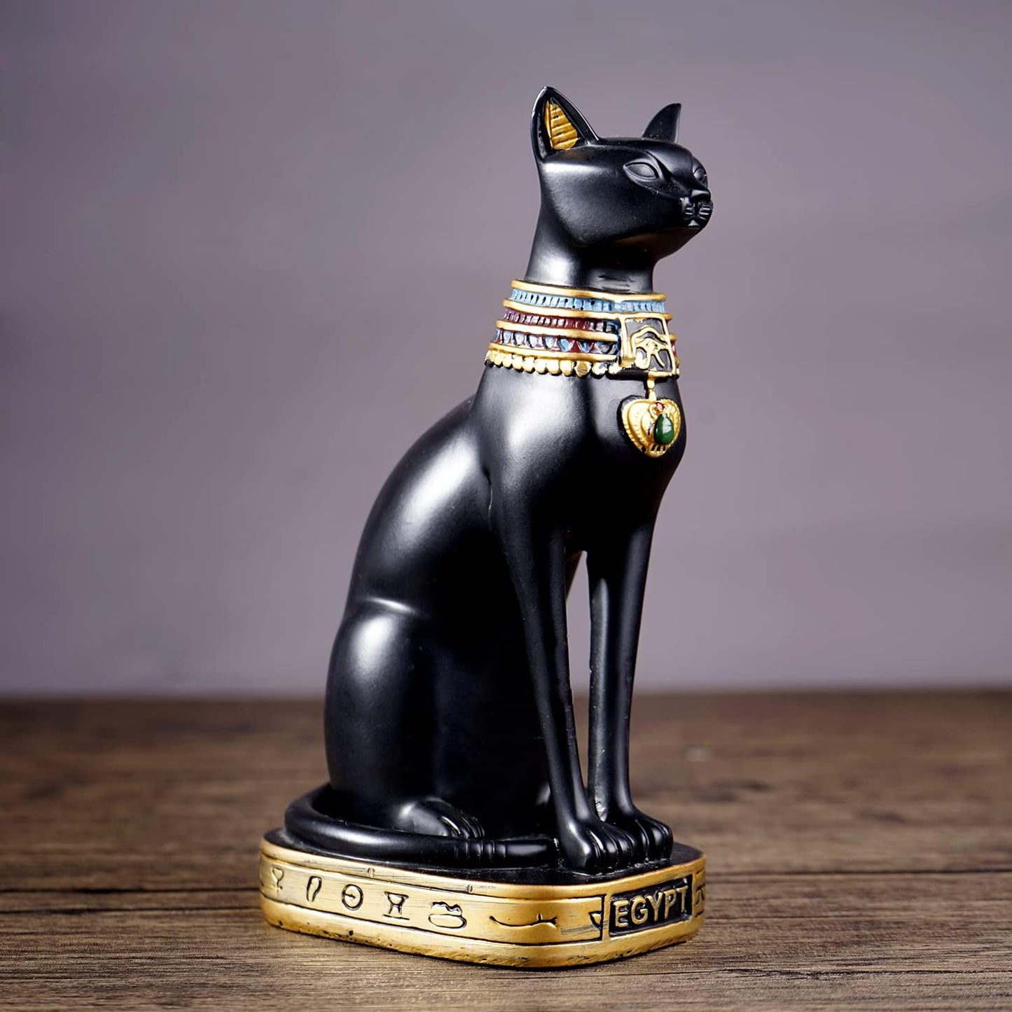 Antique Egyptian Mau showpiece for Peace and Strength : Glossy Black