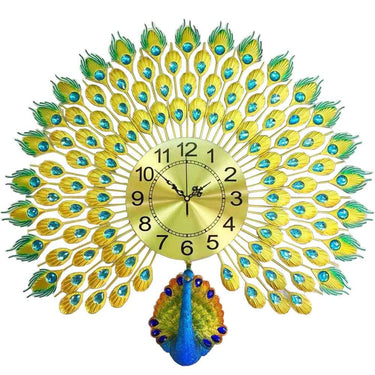 Peacock Design Wall Clock for Home Decor Living Room Hall Office Bedroom Fancy Stylish Antique Metal Clock