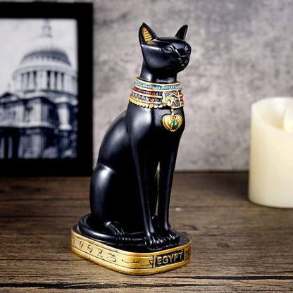 Antique Egyptian Mau showpiece for Peace and Strength : Glossy Black