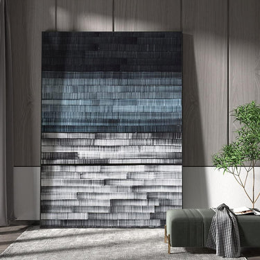 Oil Painting, Creative Blue Black Gray Space Stripes Texture Large Oil Painting