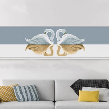 Two Swan Love in the Lake Large crystal Painting (180*60 CM)