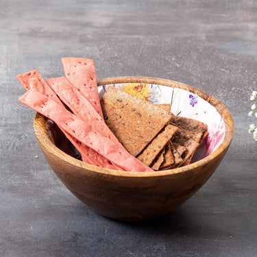 Bowl Snacks Mixing Bowls for Kitchen | Salad Bowl Printed Wooden Desert Bowl for Serving Mixing Bowl Mango Wood with Decaling Print