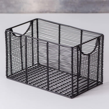 Fruit Basket Kitchen Stand vegetable basket rack stand for kitchen | Rectangular Net baskets for storage Metal basket fruit stand storage baskets with handle (BLACK)