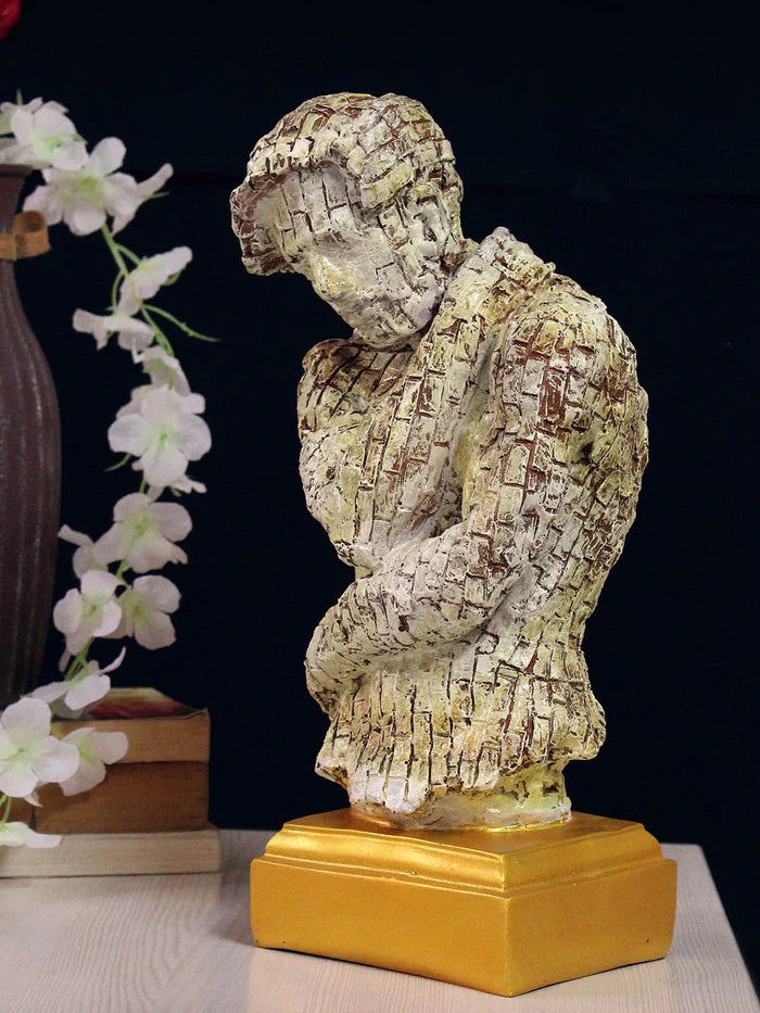 MODERN ART BRICK MAN IN HOLDING POSITION SHOWPIECE FOR TABLE DECOR, GIFT