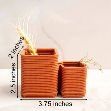 Terracotta Cubicles Vase | Terracotta