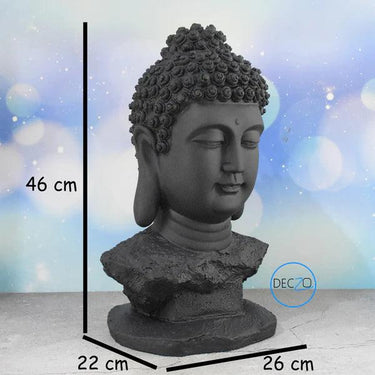 THE AMOGHASIDDHI BUDDHA HEAD STATUE - LARGE (BLACK)