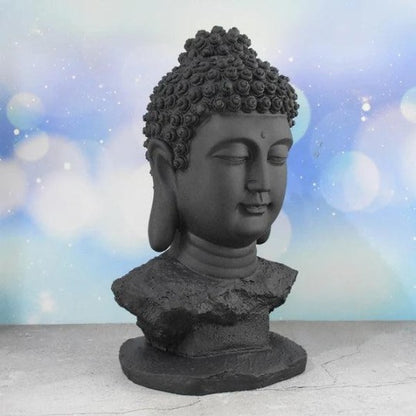 THE AMOGHASIDDHI BUDDHA HEAD STATUE - LARGE (BLACK)