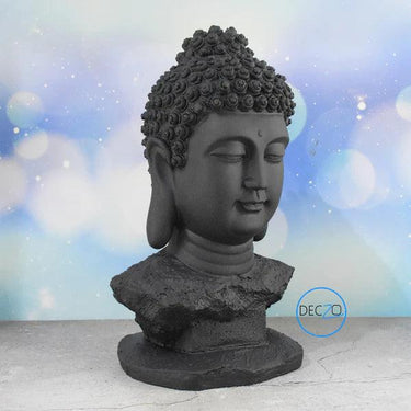 THE AMOGHASIDDHI BUDDHA HEAD STATUE - LARGE (BLACK)