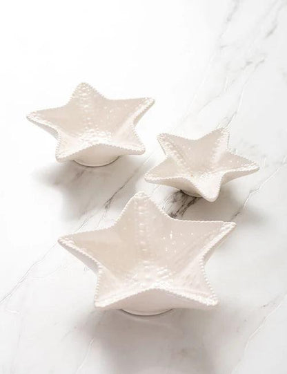 Starfish - Set of 3 White Nut Bowls