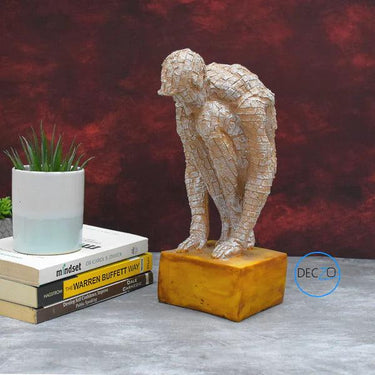 MODERN ART BRICK MAN IN SITTING POSITION SHOWPIECE TABLE DECOR, GIFT