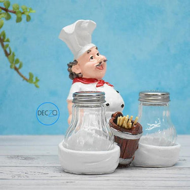 FAT CHEF SALT & PEPPER SHAKERS WITH TOOTH PICK HOLDER