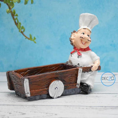 LAUGHING CHEF PUSHING TROLLEY SALT AND PEPPER SHAKER HOLDER