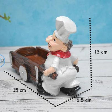 LAUGHING CHEF PUSHING TROLLEY SALT AND PEPPER SHAKER HOLDER