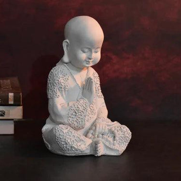 BLESSING MONK STATUES FOR HOME AND GIFT : WHITE