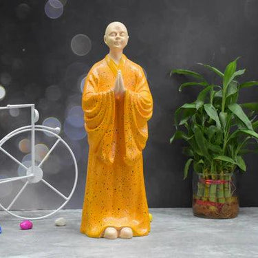 ZEN MONK STATUE FOR DECORATIONS CREATIVE HOME ACCESSORIES STUDY DESKTOP LIVING ROOM OFFICE (ORANGE)