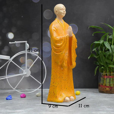 ZEN MONK STATUE FOR DECORATIONS CREATIVE HOME ACCESSORIES STUDY DESKTOP LIVING ROOM OFFICE (ORANGE)