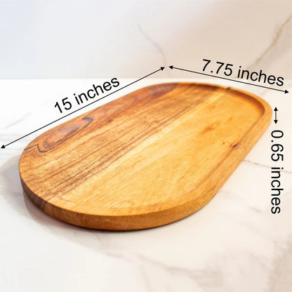 Acacia Wood Elliptical Tray| Brown | Acacia Wood