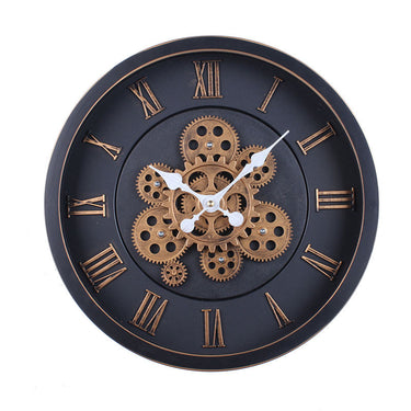 Gear Clock Real Gears Moving Wall Clock, Aesthetics Art Home Decor Clock, Decorative Black Wall Clock for Living Room Decor Home Office Size 40 CM