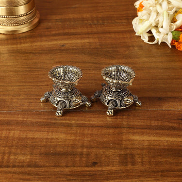 Brass Miniature Tortoise Oil Lamp Diya Pair | 1.5 Inch Height