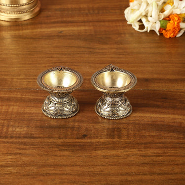 Brass Small Diyas for Home Temple Pair | 1.5 Inch Height