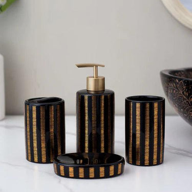 Ribbed 4-Piece Bath Set - Black