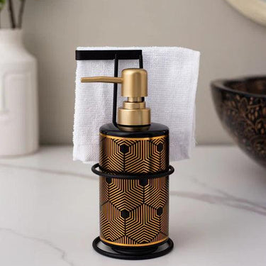 Geometric Pattern Soap Dispenser - Black