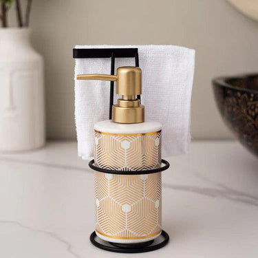 Geometric Pattern Soap Dispenser - White