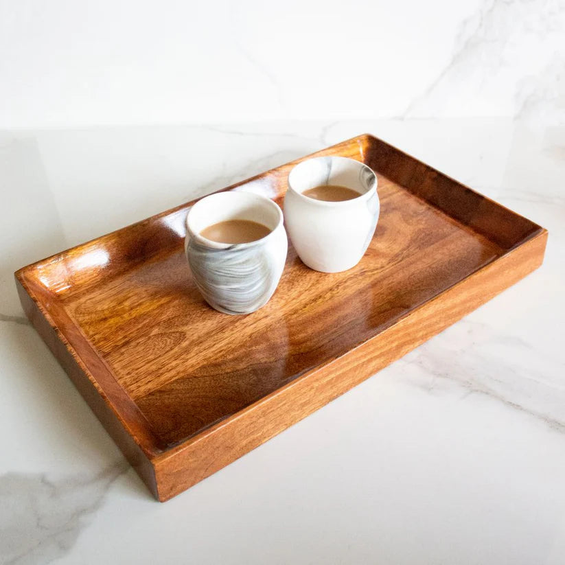 Hidden Hold Mango wood Tray| Brown | Mango Wood