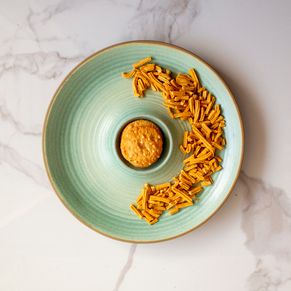 Inside Out Chip and Dip Platter | Green | Stoneware Ceramic