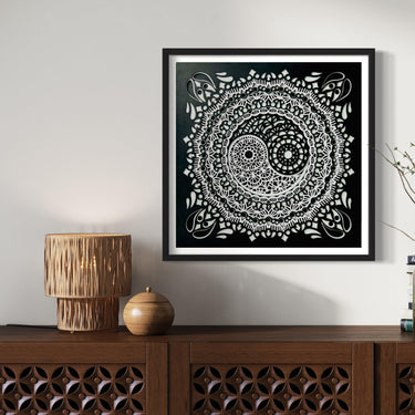 Ying Yang 8 Layer Laser Cut Wood Wall Art Wall Sculpture With Frame