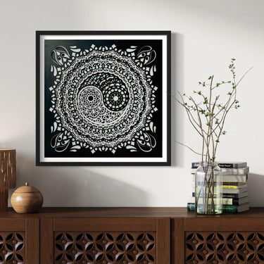 Ying Yang 8 Layer Laser Cut Wood Wall Art Wall Sculpture With Frame