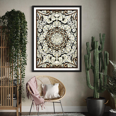 Flower Mandala with 12 Multilayer Laser Cut Wall Art Wall Sculpture With Frame