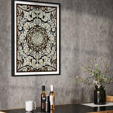 Flower Mandala with 12 Multilayer Laser Cut Wall Art Wall Sculpture With Frame