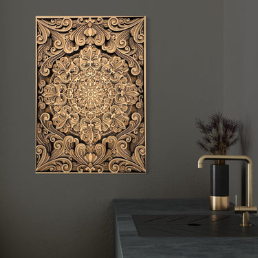 Flower Mandala with 12 Multilayer Laser Cut Wall Art Wall Sculpture Without Frame