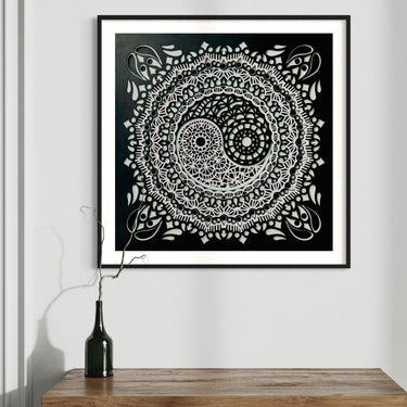 Ying Yang 8 Layer Laser Cut Wood Wall Art Wall Sculpture With Frame