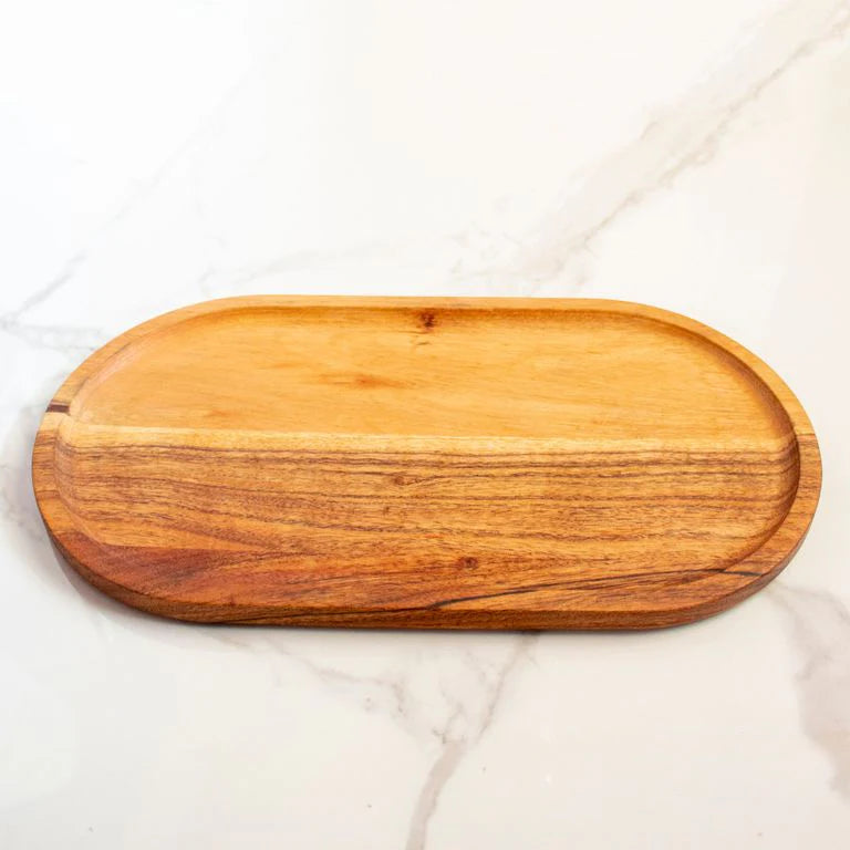 Acacia Wood Elliptical Tray| Brown | Acacia Wood