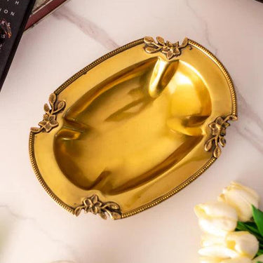 Traditional Oval Brass Serving Tray - 10"