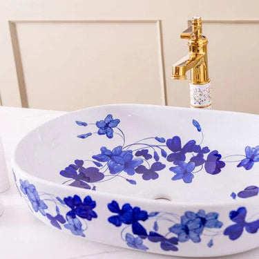 Fantasy Blue & White Porcelain Counter Top Basin