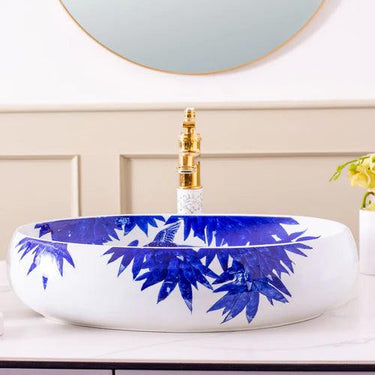 Bamboo Leaf Porcelain Counter Top Basin