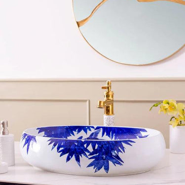 Bamboo Leaf Porcelain Counter Top Basin