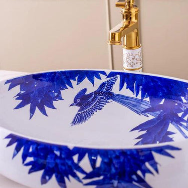 Bamboo Leaf Porcelain Counter Top Basin