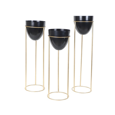 Detachable Black Capsule Floor Planter Set Of 3