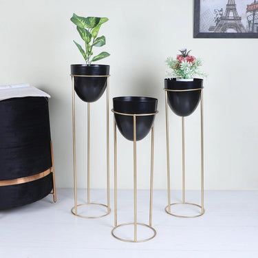 Detachable Black Capsule Floor Planter Set Of 3