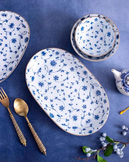 Orchid Blue & White Platter - Large