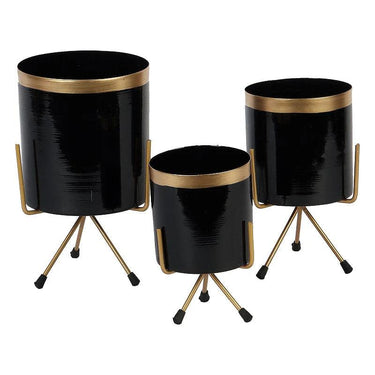 Black & Gold Metal Votive Planter Set Of 3