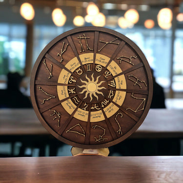 Zodiac Wheel 3 Layer Laser Cut Wood Art Sculpture