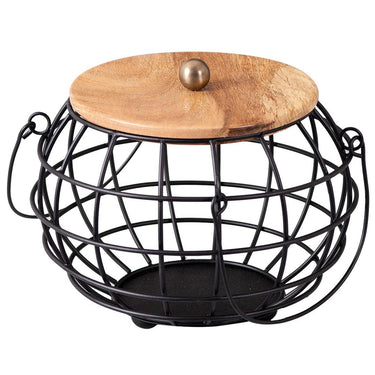 Wire Basket with Lid in Black Color