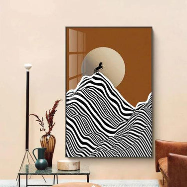 Setting Sun And Mountain Abstract Painting