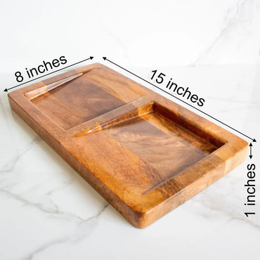 Oblique Mango wood Platter | Brown | Mango Wood